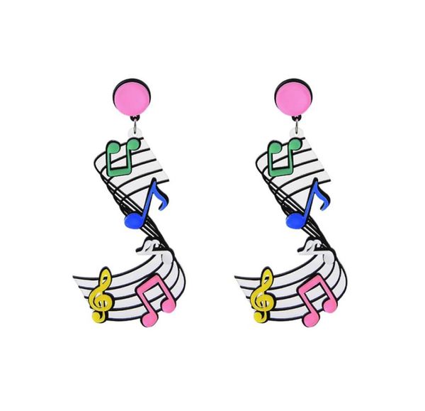 Oreri di nota musicale acrilico creativo per donne colorate gioielli per feste estivi