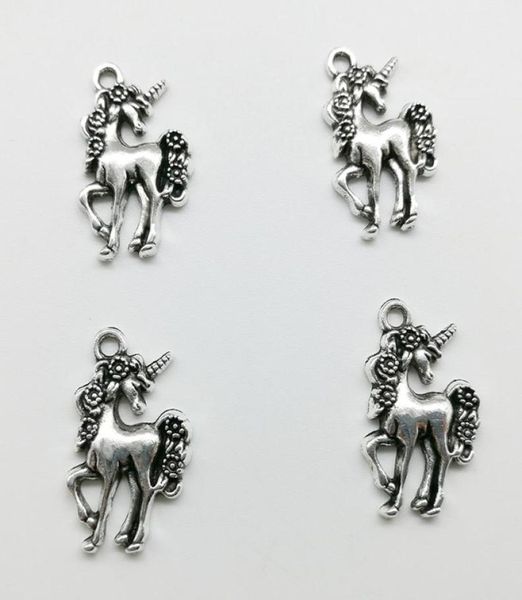 100 pezzi pendenti con ciondoli in argento antico cavallo unicorno gioielli fai da te per collana braccialetto orecchini stile retrò 2314mm1766466