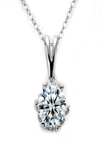 Chainscolor VVS1 Moissanit Halskette 925 Sterling Silber 1.0CT Runde Brilliant Diamonds Solitaire Anhänger für Frauen Juwely1453257