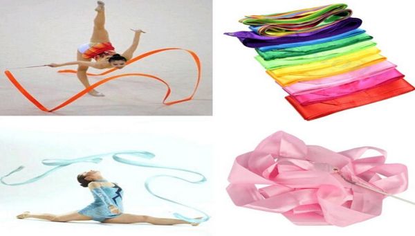 Nastri fitness colorati Nastro da danza Palestra Ginnastica ritmica Arte Ginnastica Balletto Streamer Twirling Rod regalo 9 colori 7803432