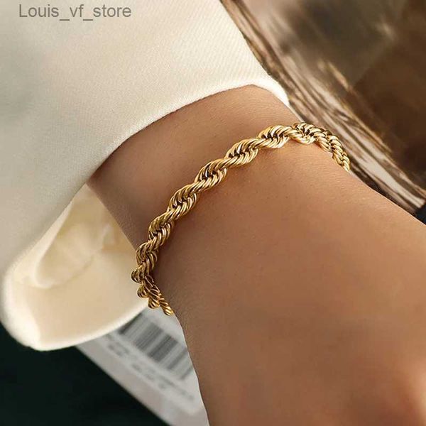 Charm Bracelets Trendy Charme Flash Twisted Seilkette Armbänder für Frauen Lady Edelstahl Handgelenk Schmuck Verstellbares Armband T231213