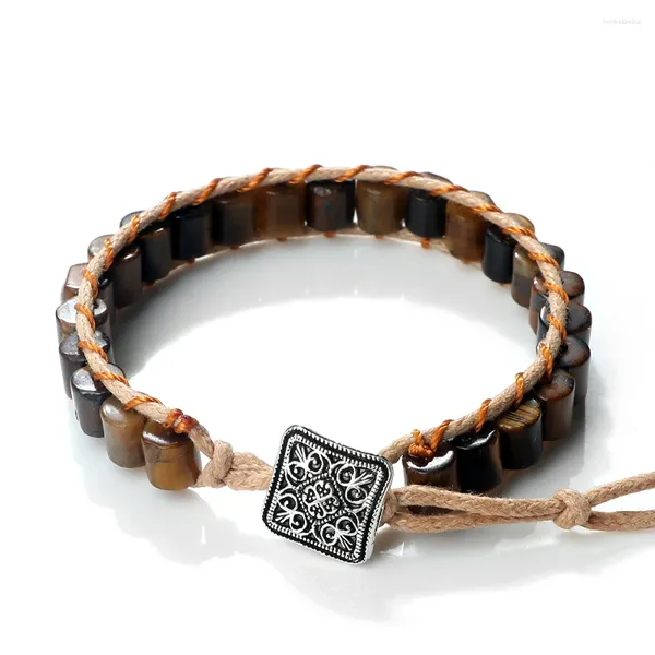 Strand moda multicolor natural ágata pedra pulseira para mulheres homens tibetano envoltório tigre olho grânulo pulseiras étnicas cristal jóias presente