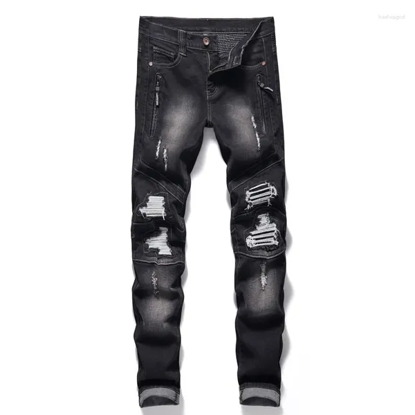 Herren Jeans Jean Homme Männer Streetwear Zerrissene Denim Hosen Trend Marke Hosen Für Casual Solide Biker Destroyed Loch Design Gemütliche