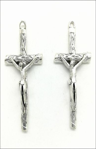 Großhandel Los 50pcs Retro -Stil Jesus Schmuck Making DIY Antike silberne Charmanhänger für Ohrringarmband Halskette 43*23mm5569507