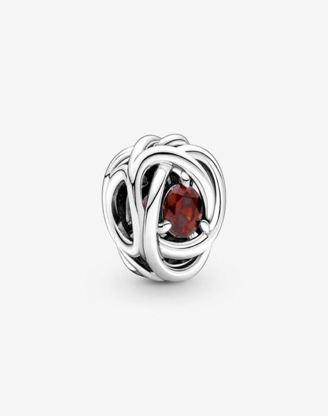 100 ciondoli in argento sterling 925 gennaio rosso eternità cerchio adatto originale europeo braccialetto di fascino moda matrimonio fidanzamento gioiellor3273332