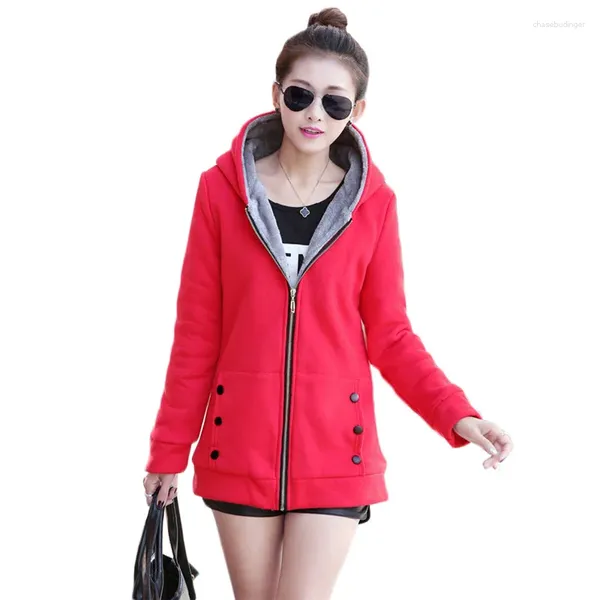 Frauen Hoodies Plus Wolle Mit Kapuze Frauen Rot Grau Grün 7 Farben Größe Lose Sweatshirt Schöne Herbst Winter Wärme Kleidung LD1180