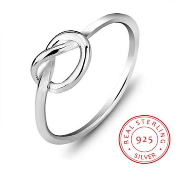 Anello in argento sterling 925 con nodo sottile da donna Semplice anello con incisione S925 Anello a fascia con personalità2200350