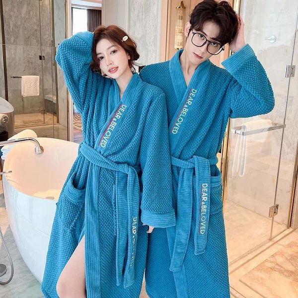 Mulheres sleepwear casais vestidos de outono inverno engrossado 2024 coral veludo roupões mulheres flanela pijamas homens longos roupões