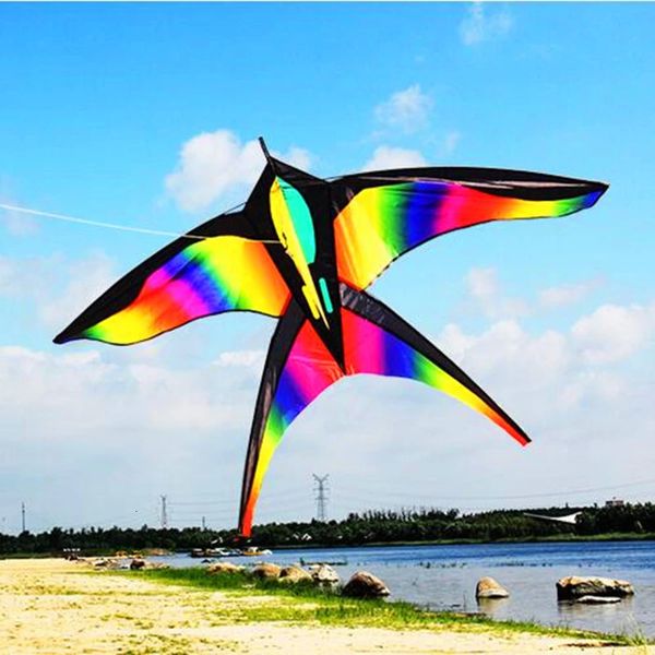 Kite Acessórios Grande Rainbow Bird Kites 100m Linha Inflável Esportes Ao Ar Livre Voando Brinquedos para Crianças Crianças Praia 231212