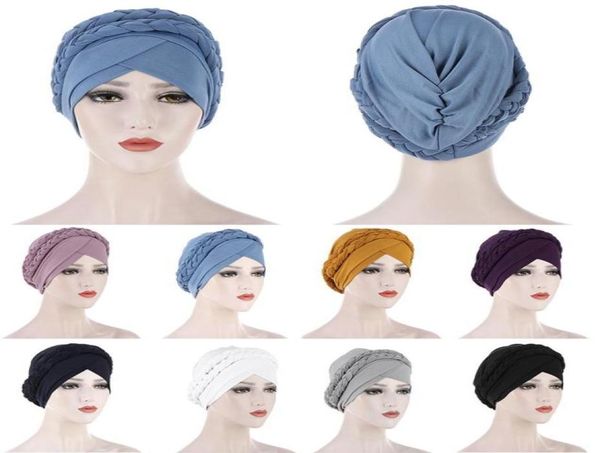 Beanieskull Caps 1PC Muslim Kleider Turban Hut Western Stil Baotou Cap Elegant schöne einfarbige Hüte Haarzubehör für WOM7379721