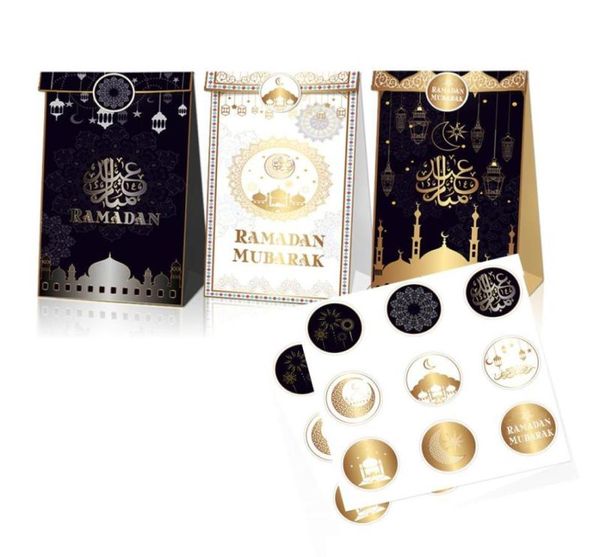 Confezione regalo Amawill 12 pezzi set Eid Mubarak Andy Scatola bomboniera Etichetta sacchetto di carta Sigillo adesivo Decorazione Ramadan Forniture musulmane islamiche1076244