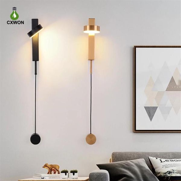 Lampade da parete per interni Rotazione dimmer interruttore LED Sconce Light Interni moderni Loft Scale Corridoio Illuminazione da comodino Lamp272H