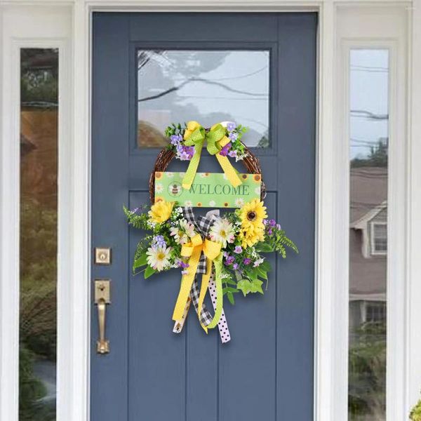 Dekorative Blumen Frühlingskranz handgemachte künstliche Seide bunte Blume für Wände Wohnzimmer Home Windows Dekor