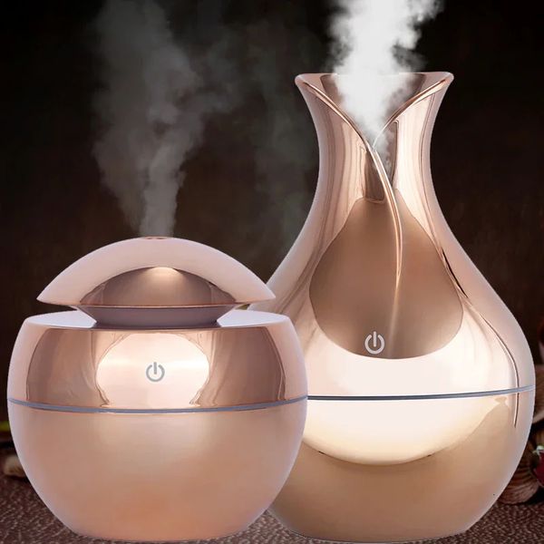 Diffusori di oli essenziali 130ml USB aroma diffusore di olio umidificatore elettrico in legno umidificatore ad ultrasuoni mini aromaterapia LEDlight mist maker per la casa 231213