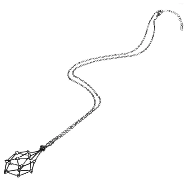 Anhängerschnüre für DIY-Halskette, leerer Steinhalter, schwarzer verstellbarer Metallkristallkäfig, Miss-Klammern