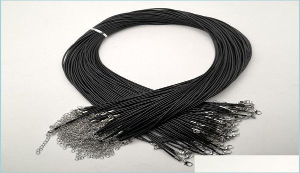 Correntes Preto 2mm Cera Corda Lagosta Fecho Correntes Colar Cordão Jóias Pingente Cords 100 Pçs / Lote Fazendo Acc Gota Entrega Colar6041630