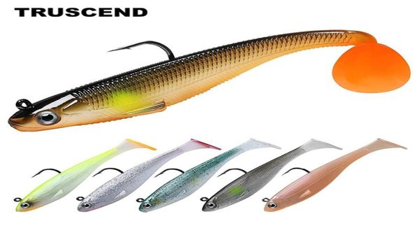 TRUSCEND Esche morbide Esche in silicone Articoli per esche da pesca in mare PreRigged Paddle Tail Swimbait Wobblers Attrezzatura artificiale 2206246235736