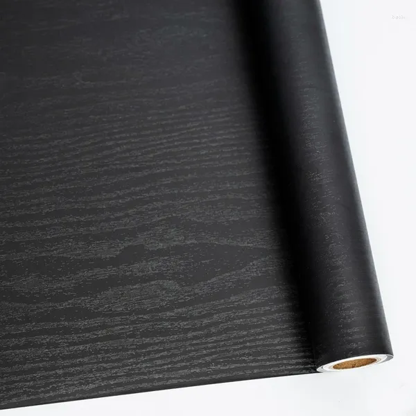 Wallpapers 10m preto vermelho grão de madeira engrossar papel de parede filme móveis armário de cozinha pvc auto-adesivo adesivos