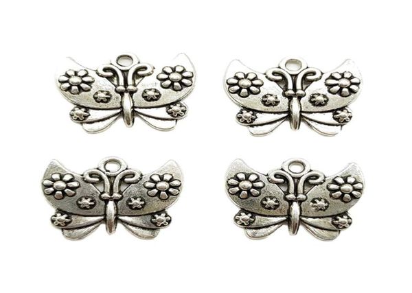 Lot 100 Stück Schmetterling Antik Silber Charms Anhänger DIY Schmuckzubehör zur Schmuckherstellung Armband Halskette Ohrringe 2125mm3678779