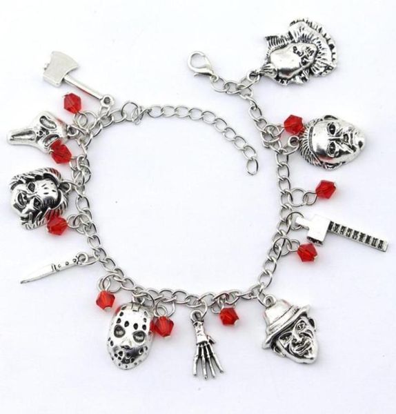 Bracelets de charme chucky rosto Stephen reis It Penny Wise Jason Hockey Horror Bracelete projetado para Ladies Halloween Jewelry Gifts473056519