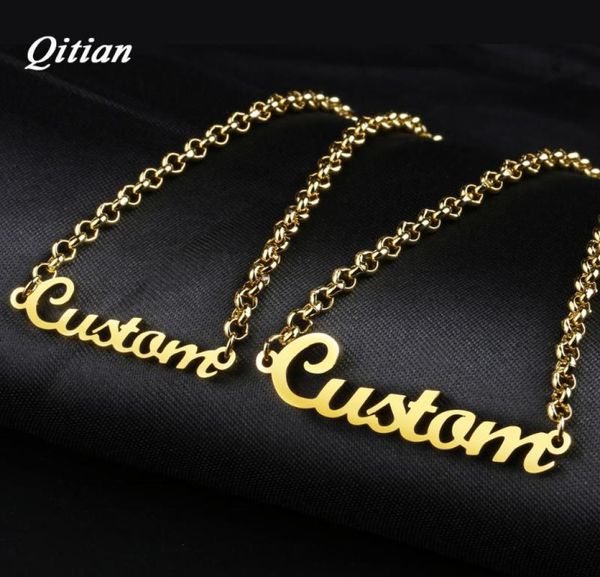 Link Chain Personalisierte Name Armband Goldfarbe Customized Typenschild Armbänder für Paar Edelstahlschmuck Max 8 Buchstaben8283321