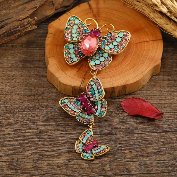 Broschen Morkopela Strass Rosa Farbe Schmetterling Für Frauen Party Bankett Pins Clothese Zubehör Schmuck Geschenk