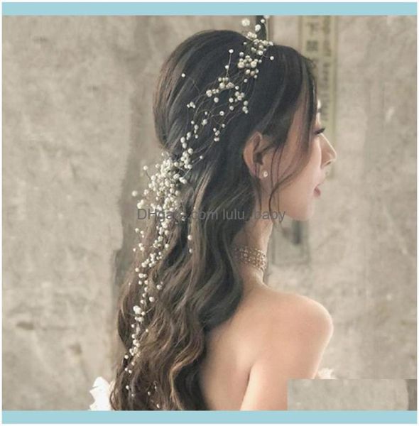 Spose gioielli Bella perla multistrato Cerchietto per capelli neri Pezzo fatto a mano Fascia per capelli Copricapo da sposa Clip per gioielli da sposa Barrettes Dro1981279