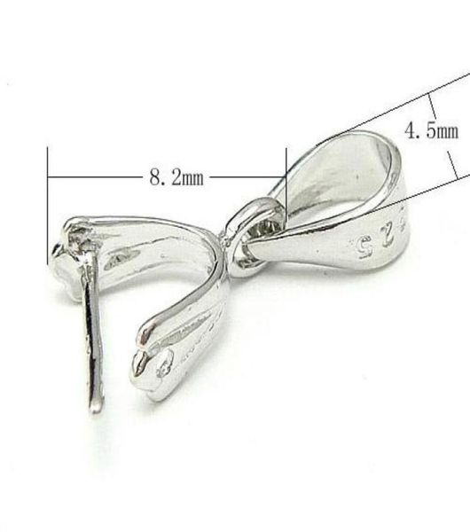 10 pzlotto 925 Sterling Silver Pizzico Clip Bail Catenacci Ganci Per Ciondolo Gioielli FAI DA TE 07x3x45x82mm WP0745061890