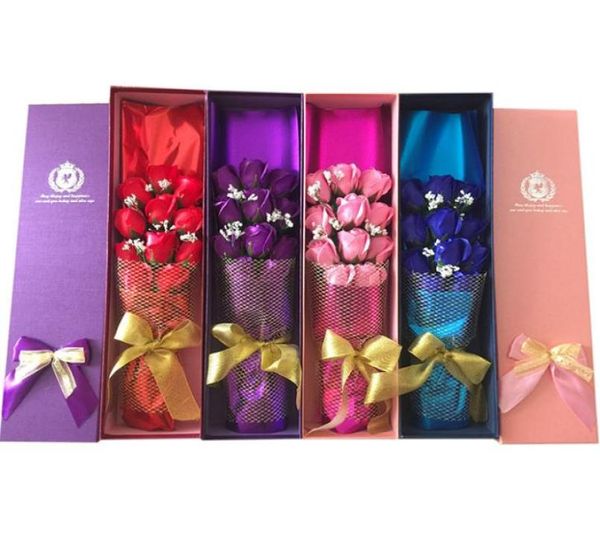 Hediye Sevgililer Günü Sabun Çiçek Anneler Günü Gül Petals Doğum Günü Kağıt Sabun 11 PCS 1 Kutuda Rose Color4460558