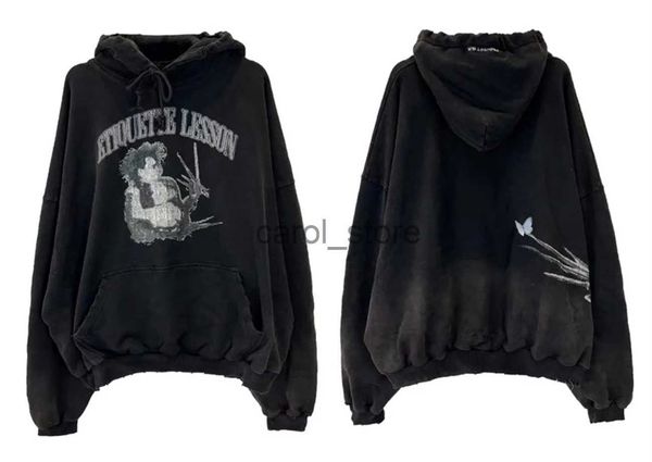 Herren Hoodies Sweatshirts CZTOP Street Fashion GRAILZ PROJECT G/R Hoodie Edward mit den Scherenhänden, gewaschene Qualität, lässiger, lockerer High-Street-Kapuzenpullover J231213