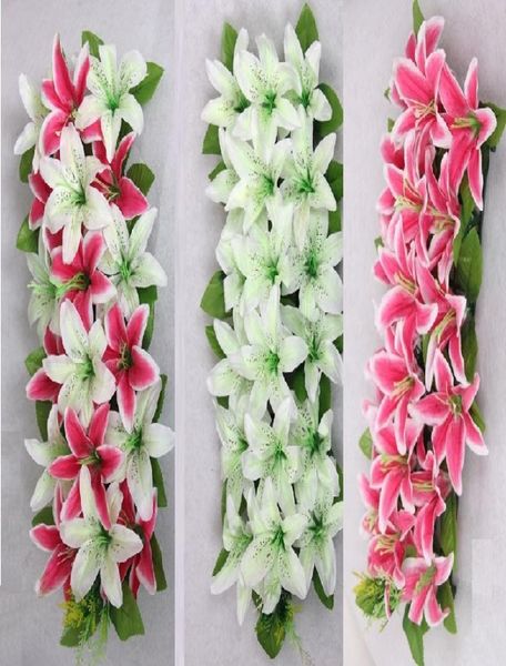 2 teile/los 5quot 18 köpfe Künstliche Seide Lilie Blume Bogen Rahmen In einer reihe Dekorative Hochzeit Straße Led Blume Hochzeit props1098723