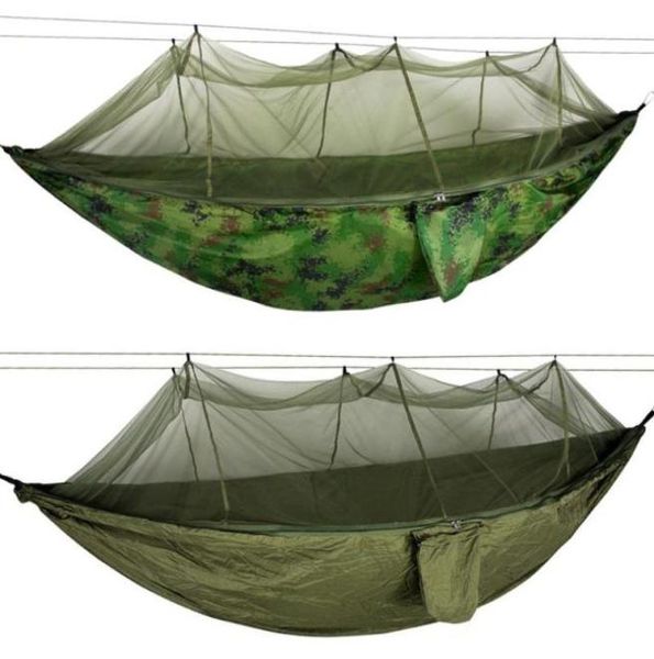 Camp Furniture Tragbare Outdoor-Campingzelt-Hängematte mit Moskitonetz, Baldachin, Fallschirm, Hängebett, Jagd, Nylon, Schlafschaukel H2741884