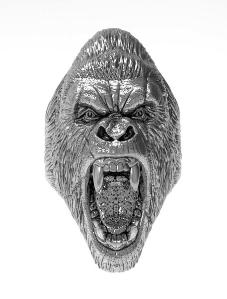 Anello da uomo in acciaio al titanio039 Anello da gorilla arrabbiato per animali retrò Stile punk Anello da locomotiva di moda Taglia 7146227885