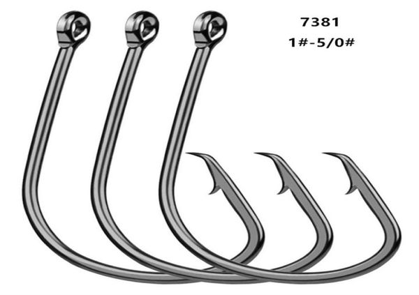 150 7381 Sport-Kreishaken, Stachelhaken aus Kohlenstoffstahl, Angelhaken, Angelausrüstung für asiatische Karpfen, 200 Stück, Lot 9283542