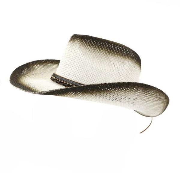 Летняя уличная мужская и женская бумажная соломенная солнцезащитная кепка, пляжная шляпа, черная аэрозольная краска, дышащая унисекс, ковбойская шляпа в панамском стиле1345289
