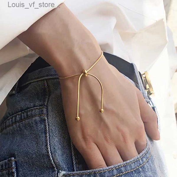 Braccialetti Charm Design semplice in acciaio inossidabile estrazione regolabile bracciale oro in venatura di serpenti per le donne uomini per perle di gioielli regalo t231213
