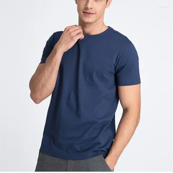 Ternos masculinos b85344 marca de algodão dos homens camiseta o-pescoço cor pura manga curta camisa masculina XS-3XL homem camisetas topo t para o sexo masculino