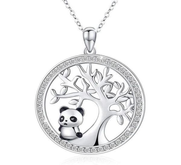 Nette Panda Kristall Braut Halskette Vintage Weiblichen Baum Des Lebens Anhänger Rose Gold Silber Farbe Kette Halsketten Für Frauen4894261