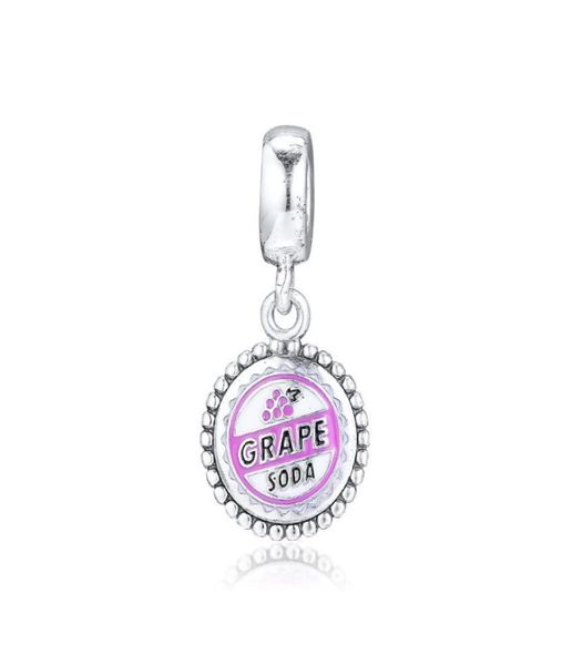 925 Sterling Silber Grape Soda Emaille Dangle Charm Fit Style Charms Perlen Armbänder Halskette Anhänger DIY Herstellung von Schmuck für Frauen4658255