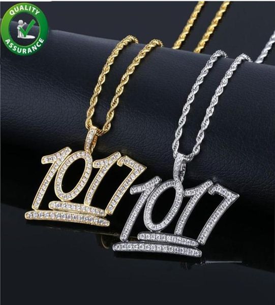 Erkek mücevher hip hop buzlu 1017 kolye elmas cz bling parlak yaratıcı erkek altın zincir koltuklar lüks tasarımcı kolye acces2841659