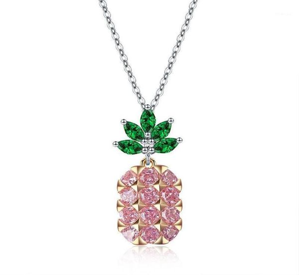 Correntes 2021 fruta bonito rosa abacaxi pingente colar cristais da moda austríaca selvagem jóias finas para mulheres party2035657
