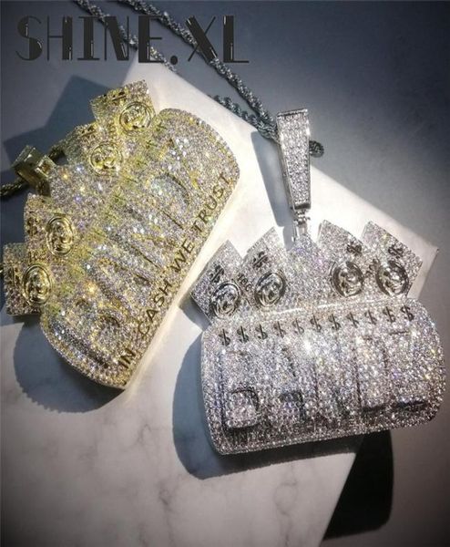 Iced Out Letters IN CASH WE TRUST Anhänger Halskette mit Tenniskette Micro Pave Zirkon Halsketten Hip Hop Schmuck4056467