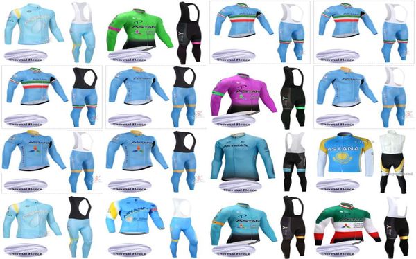 Maglia da ciclismo della squadra ASTANA Maglia da uomo in pile termico invernale a maniche lunghe Imposta abbigliamento da ciclismo Abbigliamento da bici da strada B618373564526