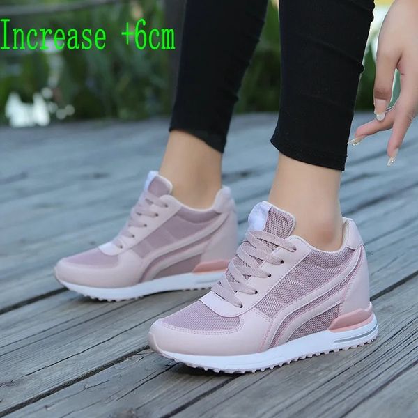 Altezza Aumento delle scarpe Spring Autunno cunee sneaker traspirabili altezza da 6 cm altezza che aumenta scarpe da donna Slip su scarpe casual donna 231213