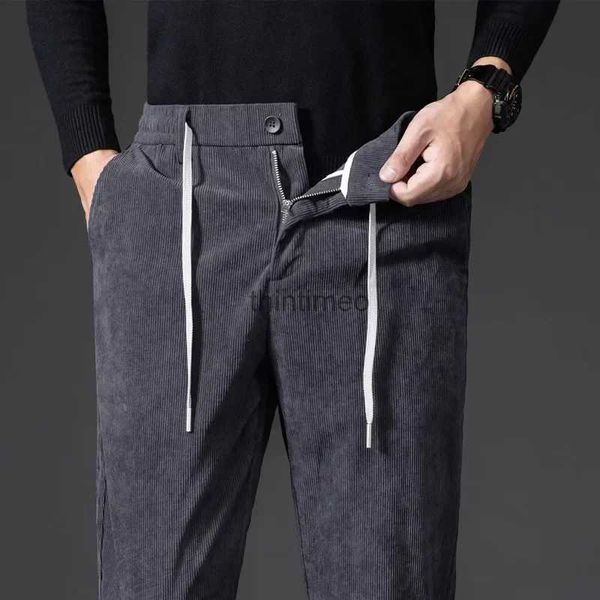 Männer Hosen Winter Cord Hosen Männer Casual Kordelzug Elastische Taille Lose Gerade Hose Dicke Jogger Hosen Für Plus Größe M-5XL YQ231214