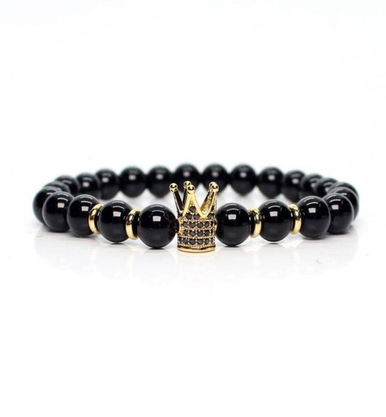 Shinny Black Beads Crown Armband Herrenarmbänder Charm Homme Man Herrenschmuck Herrenarmband Braclets Handgefertigtes Braclet Beaded Str3960557