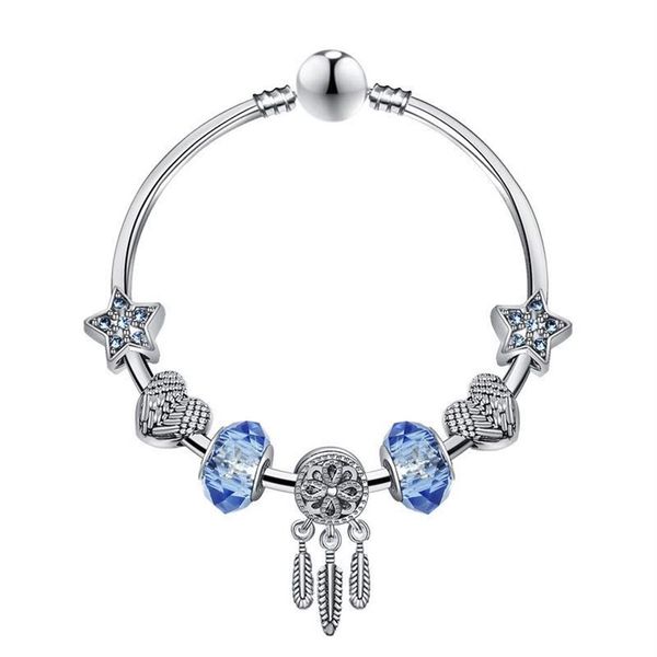 Ciondoli adatti per braccialetti Perline stella blu Dream Catcher Ciondola il pendente Bracciale amore Perline Accessori per gioielli da sposa fai da te2348