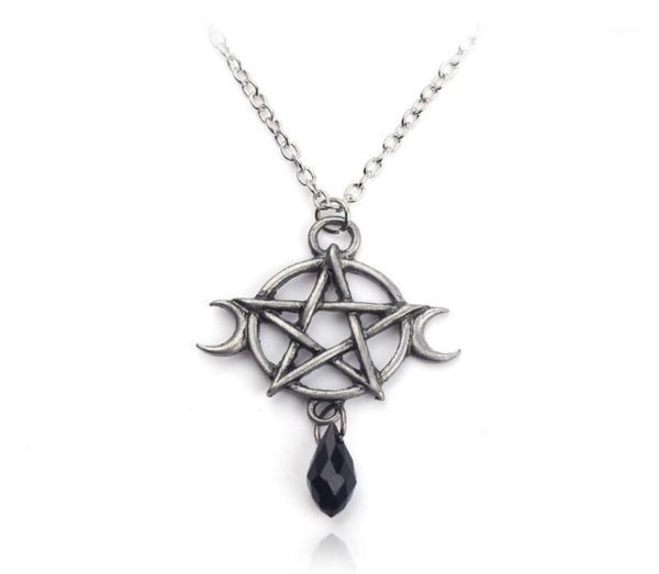 Sobrenatural penram lua colar preto pingente de cristal bruxa proteção estrela amuleto para mulheres charme jóias acessórios gift12778441