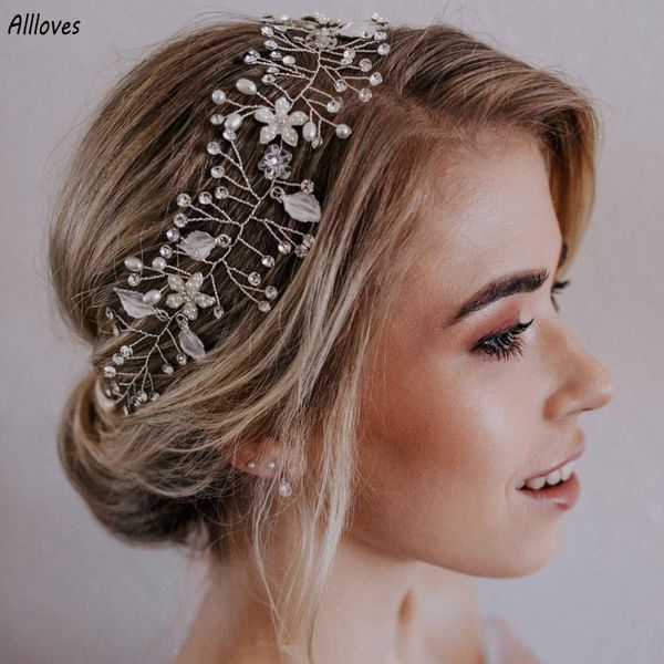 Rhinestones Yaprak Çiçek Gelin Başlıkları Düğün için Saç Bandı Altın Gümüş Tiaras Hearwear Kadın Saç Acccessions Resmi Olaylar Takı Cl3058