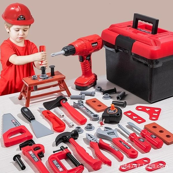 Strumenti Laboratorio Cassetta degli attrezzi per bambini Kit Giocattoli educativi Simulazione Riparazione Trapano Gioco di plastica Apprendimento Ingegneria Puzzle Regali per ragazzo 231212